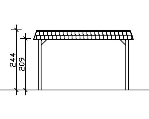 Technische Zeichnung eines Carports mit Höhenangaben