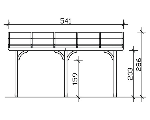 Technische Zeichnung einer Holzterrasse mit Maßen.