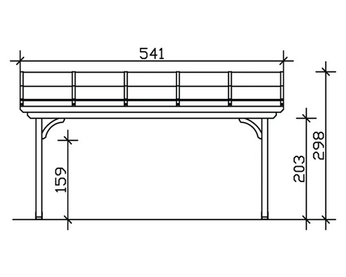 Technische Zeichnung einer Pergola mit Maßen
