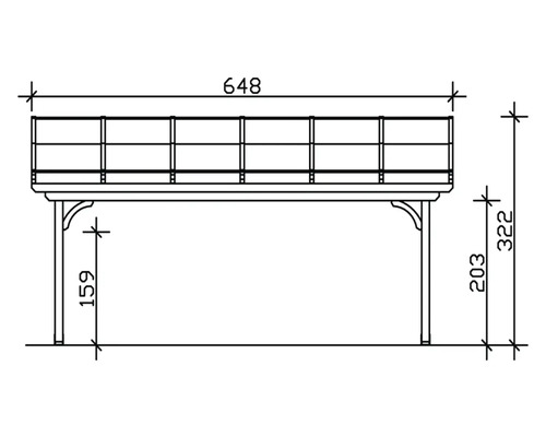Technische Zeichnung eines Balkongeländers mit Maßangaben