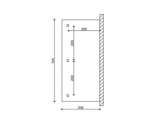 Technische Zeichnung mit Maßangaben in Millimetern
