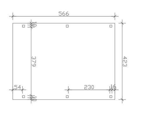 Technische Zeichnung mit Maßangaben eines Rechtecks