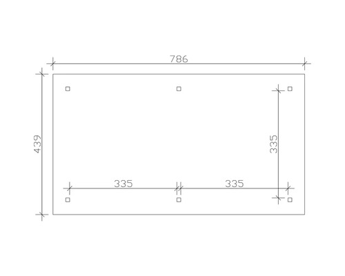 Technische Zeichnung mit Maßangaben: 786 und 439