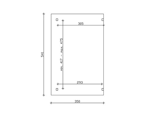 Technische Zeichnung mit Maßangaben: 541, minimal 417 - maximal 475, 350, 293 und 305.