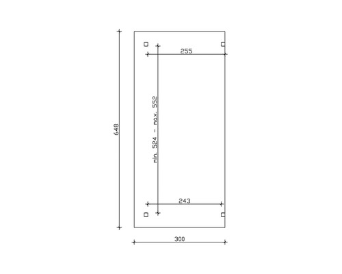 Technische Zeichnung mit Maßangaben