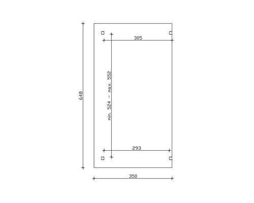 Technische Zeichnung mit Maßangaben für ein Produkt