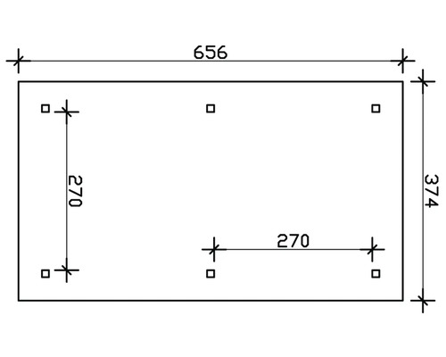 Technische Zeichnung mit Maßangaben 656 x 374 mm