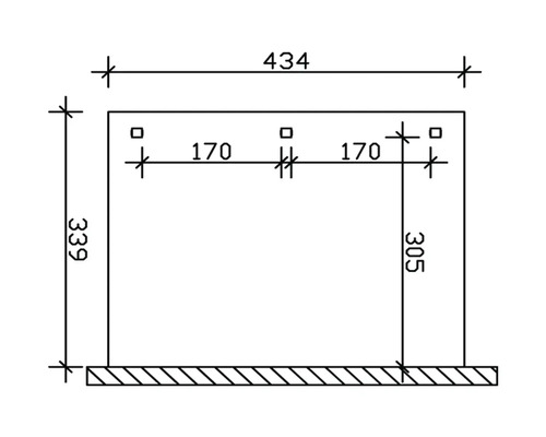 Technische Zeichnung mit Maßangaben.