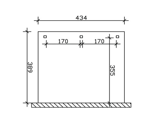 Technische Zeichnung mit Maßangaben eines Rahmens