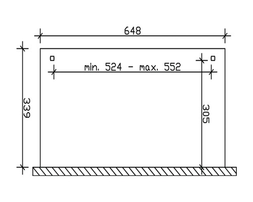 Technische Zeichnung mit Maßangaben in Millimetern