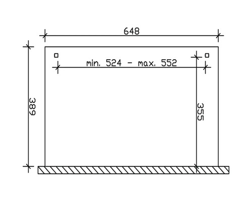 Technische Zeichnung mit Maßangaben in Millimetern