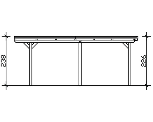 Technische Zeichnung eines Carports mit Höhenangaben