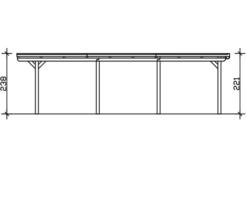 Technische Zeichnung eines Carports mit Höhenangaben