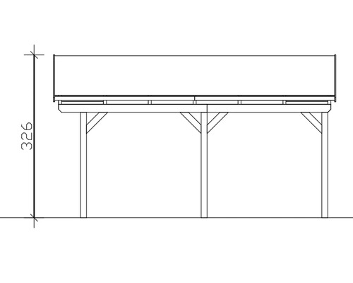 Technische Zeichnung einer Überdachung mit Höhenangabe 326