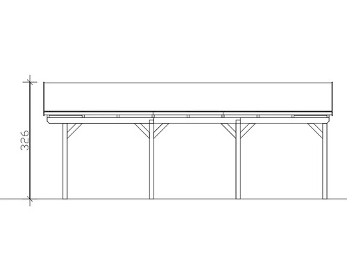 Technische Zeichnung eines Holzpavillons mit Höhenangabe 326.