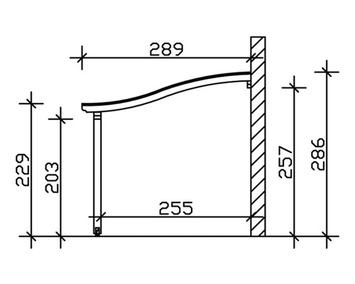 Technische Zeichnung einer Haltestange mit Maßangaben.