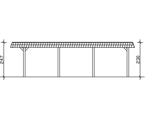 Technische Zeichnung eines Carports mit Höhenangaben