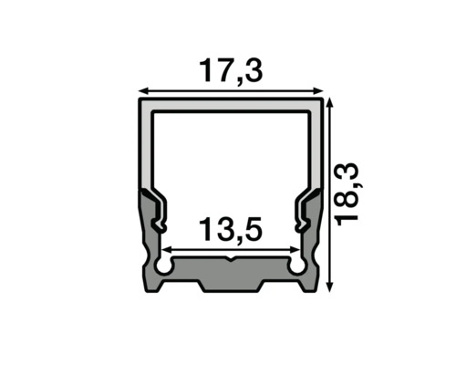Querschnitt eines LED Profils mit Maßangaben