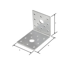 Winkelverbinder aus Metall mit Bohrungen und Maßangaben