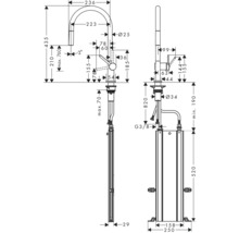hansgrohe Küchenarmatur mit Brause TALIS 210 M54 edelstahl gebürstet 72803800