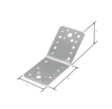 Winkelverbinder aus Metall mit Löchern und Maßangaben a, b und c