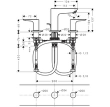 hansgrohe 3-Loch Waschtischarmatur TALIS E brushed bronze gebürstet mit Zugstangen-Ablaufgarnitur 71733140