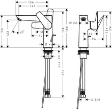 hansgrohe Waschtischarmatur TALIS E 150 brushed bronze gebürstet mit Zugstangen-Ablaufgarnitur 71754140
