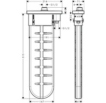 Technische Zeichnung eines Heizstabs mit den Maßen 515, 191, 214, 147, 41, 38, 30, 71 und 8 mm