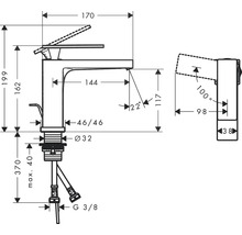 hansgrohe Waschtischarmatur TECTURIS E 110 CoolStart chrom mit Zugstangen-Ablaufgarnitur 73018000
