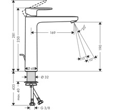 hansgrohe Waschtischarmatur VERNIS BLEND 190 chrom mit Zugstangen-Ablaufgarnitur 71581000