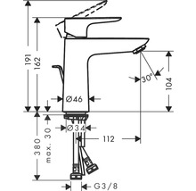 hansgrohe Waschtischarmatur TALIS E 110 CoolStart brushed bronze gebürstet mit Zugstangen-Ablaufgarnitur 71713140