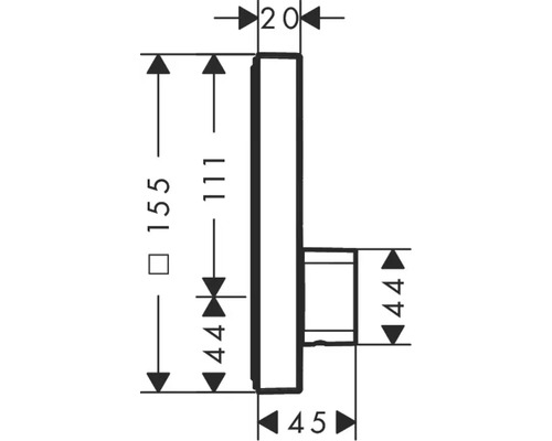 Technische Zeichnung eines Wandhakens mit Maßangaben.