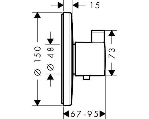 Technische Zeichnung eines Badezimmeraccessoires mit Maßangaben