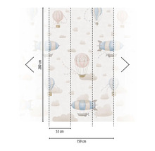 Tapete mit Heißluftballons und Luftschiffen, Maße 280 cm hoch und 159 cm breit