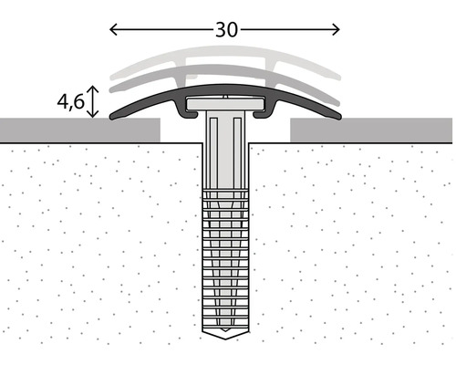 Installationsskizze Übergangsprofil mit den Maßen 30 und 4,6