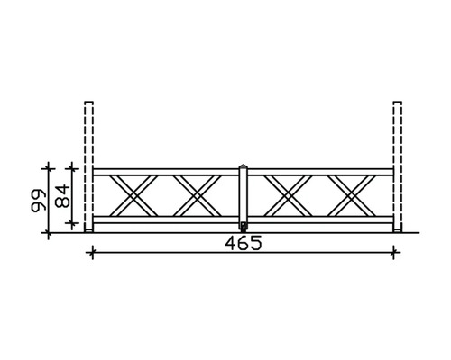 Technische Zeichnung eines Zaunelements mit Maßangaben.