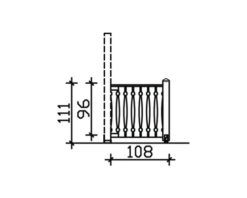 Technische Zeichnung eines Geländers mit Maßangaben