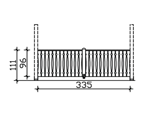 Technische Zeichnung eines Geländers mit Maßangaben