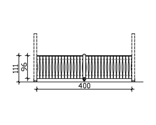 Technische Zeichnung eines Geländers mit den Maßen 400 x 111 cm.