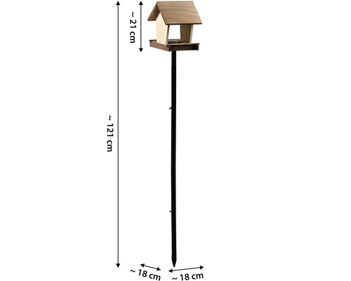 Vogelhaus aus Holz mit Erdspieß, circa 21 x 18 x 121 cm