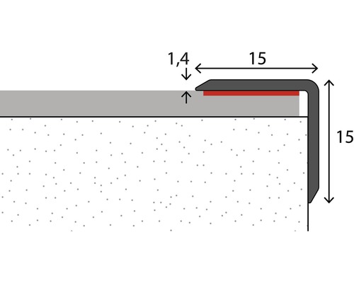 Illustration eines Treppenkantenprofils mit Maßangaben