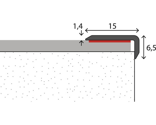 Illustration eines Treppenkantenprofils mit Maßangaben