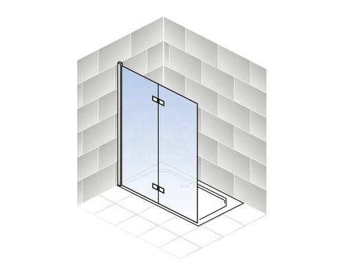 Eckdusche mit Glastür in einem Badezimmer