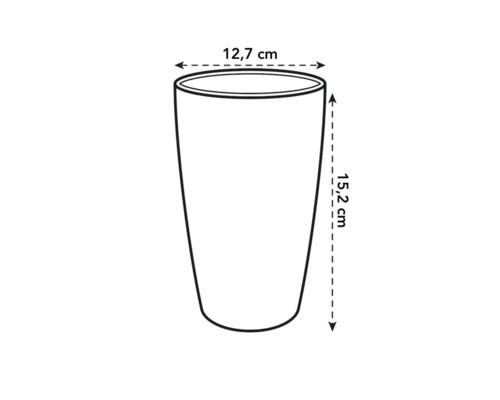 Skizze eines Pflanzgefäßes mit den Maßen 12,7 Zentimeter Durchmesser und 15,2 Zentimeter Höhe