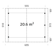 Grundriss mit Abmessungen: 635 x 510 cm, Fläche: 20,6 m²