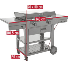 Char-Broil Gasgrill mit den Maßen 70 x 50 cm, 143 cm Breite und 101,5 cm Höhe