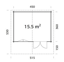 Gartenhaus Palmako Sally 15,5 m² inkl. Fußboden 515 x 530 cm dunkelgrau-weiß