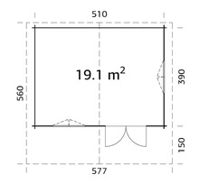 Gartenhaus Palmako Sally 19,1 m² inkl. Fußboden 577 x 560 cm dunkelgrau-weiß