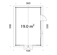 Gartenhaus Palmako Irene 19,0 m² inkl. Fußboden 426 x 598 cm dunkelgrau-weiß