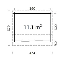Gartenhaus Palmako Ines 11,1 m² Slide Plus inkl. Fußboden 434 x 379 cm weiß-anthrazit